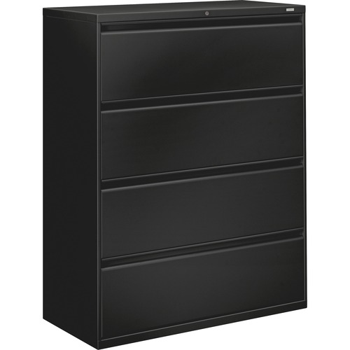 HON 800 Series Full-Pull Locking Lateral File - 4-Drawer - 42" x 19.3" x 53.3" - 4 x Drawer(s) for File - Legal, Letter, A4 - Lateral - Ball-bearing Suspension, Locking System, Hanging Rail, Adjustable Drawer Glide, Tamper Resistant, Welded, Recessed Hand