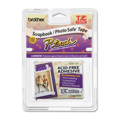 Brother Adhesive Laminated Tape - 0.5" Width x 314" Length - 0.5" Core - Acid-free - 1 Each - White