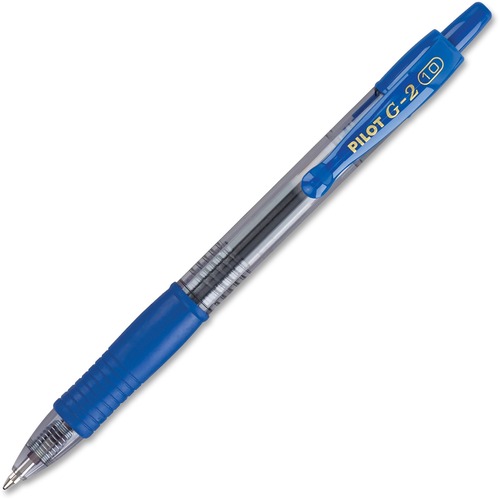Pilot G2 Bold Point Retractable Gel Pens - Bold Pen Point - 1 mm Pen Point Size - Refillable - Retractable - Blue Gel-based Ink - Clear Barrel - 1 Dozen
