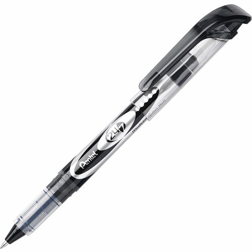 Pentel 24/7 Rollerball Pens - Medium Pen Point - 0.7 mm Pen Point Size - Black Water Based Ink - Black Barrel - Metal Tip - 1 Dozen