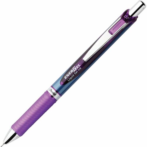 EnerGel EnerGel RTX Liquid Gel Pen - Medium Pen Point - 0.7 mm Pen Point Size - Needle Pen Point Style - Refillable - Retractable - Violet Gel-based Ink - Blue Barrel - Stainless Steel Tip - 1 Each