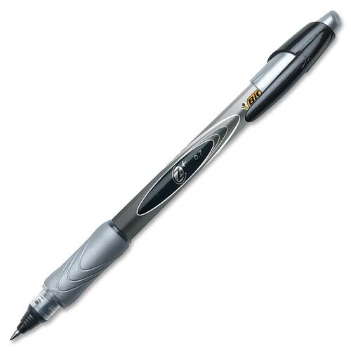 BIC Z4+ Bold Rollerball Pen - Bold Pen Point - 0.7 mm Pen Point Size - Black - Gray Barrel - 1 Dozen