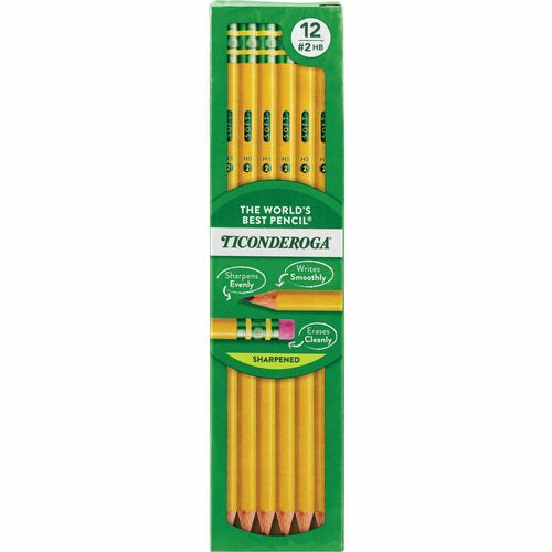 Ticonderoga Pre-Sharpened No. 2 Pencils - #2 Lead - Yellow Cedar Barrel - 1 Dozen