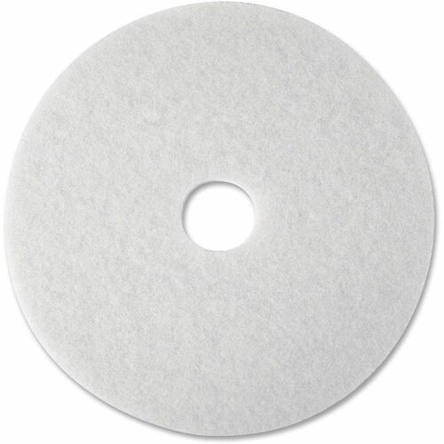 3M Polyester Fiber Super Polish Pads - 17" Diameter - 5/Carton x 17" Diameter - Polyester Fiber - White