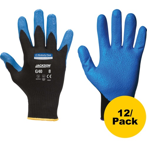 Kleenguard G40 Foam Nitrile Coated Gloves - Oil, Grease, Abrasion Protection - Nitrile Coating - 10 Size Number - X-Large Size - For Right/Left Hand - Blue, Black - Silicone-free, Comfortable, Knitted Back, Excellent Grip, Seamless, Abrasion Resistant - F