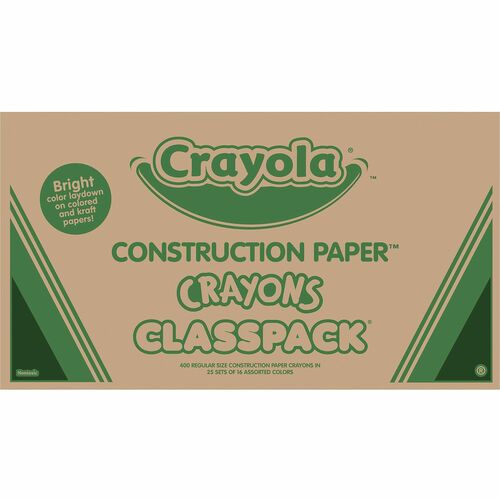 Crayola 16-Color Construction Paper Crayon Classpack - Classroom - 400 / Box - Multicolor