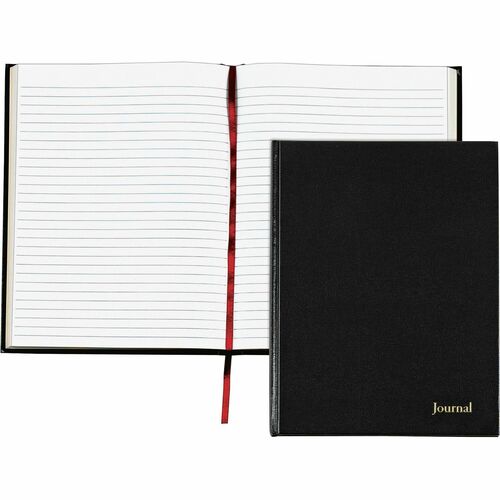 TOPS Professional Business Journal with Ribbon - Letter - 160 Sheets - Sewn - 20 lb Basis Weight - Letter - 8 1/2" x 11" - White Paper - Black Cover - Acid-free, Hard Cover - 1 Each