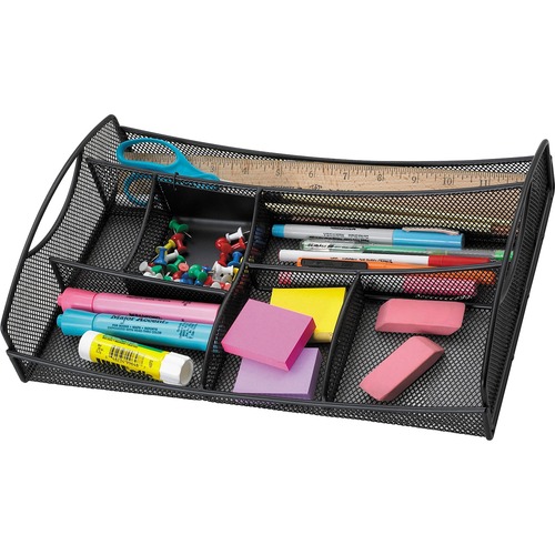 Safco Mesh Drawer Organizer - 7 Compartment(s) - 2.8" Height x 13" Width x 8.8" Depth - Black - Steel - 1 Each - Desktop Organizers - SAF3262BL