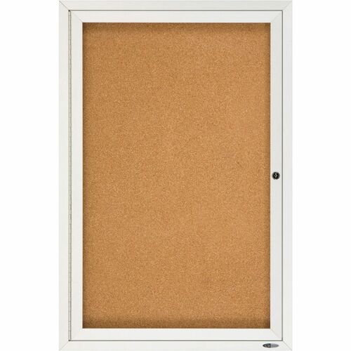 Quartet Enclosed Bulletin Board for Indoor Use - 36" (914.40 mm) Height x 24" (609.60 mm) Width - Brown Natural Cork Surface - Hinged, Self-healing, Shatter Proof, Lock, Durable - Silver Aluminum Frame - 1 Each - Cork/Fabric Bulletin Boards - QRT2363