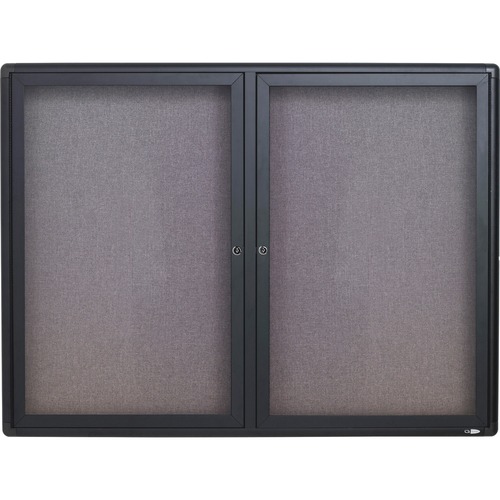 Quartet Enclosed Bulletin Board - 36" Height x 48" Width - Gray Fabric Surface - Hinged, Durable, Shatter Proof, Self-healing - Graphite Frame - 1 Each