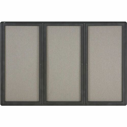 Quartet Enclosed Bulletin Board - 48" Height x 72" Width - Gray Fabric Surface - Hinged, Durable, Shatter Proof, Self-healing - Graphite Frame - 1 Each