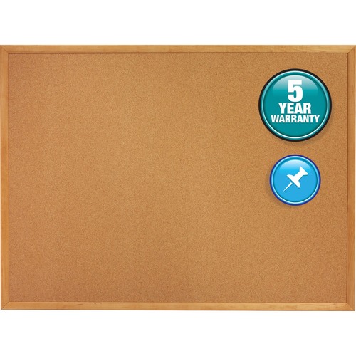 Quartet Classic Series Cork Bulletin Board - 24" Height x 18" Width - Brown Natural Cork Surface - Self-healing, Flexible, Durable - Oak Frame - 1 Each