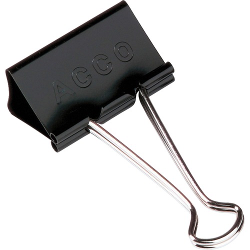 Acco Mni Binder Clips - Mini - 0.3" Size Capacity - Reusable - Black - Tempered Steel, Plastic