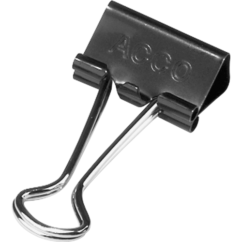 ACCO Small Foldback Binder Clips - Small - 0.8" Width - 0.31" Size Capacity - Reusable, Non-slip Grip, Rust Resistant, Scratch Resistant - 12 / Dozen - Black - Tempered Steel