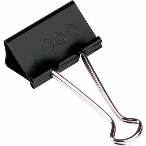 Acco Large Binder Clips - Large - 1.1" Size Capacity - Reusable - Black - Tempered Steel, Plastic