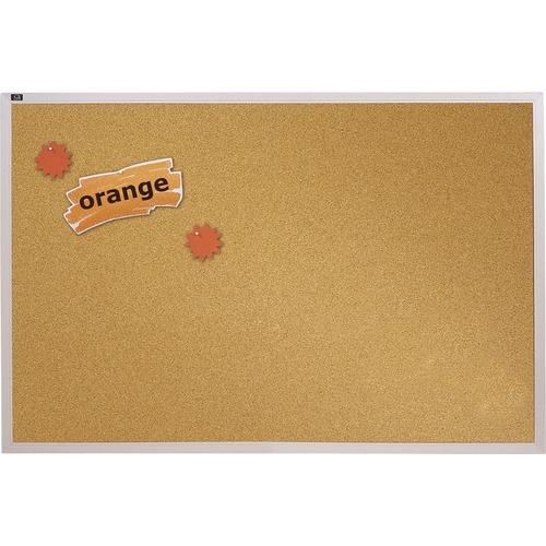 Quartet Bulletin Board - 48" Height x 96" Width - Brown Natural Cork Surface - Silver Aluminum Frame - 1 Each