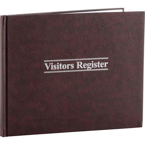 Wilson Jones Visitors Register Book - 56 Sheet(s) - Letter - 8.25" x 10.38" Sheet Size - 5 Columns per Sheet - Black Print Color - Red Cover - 1 Each