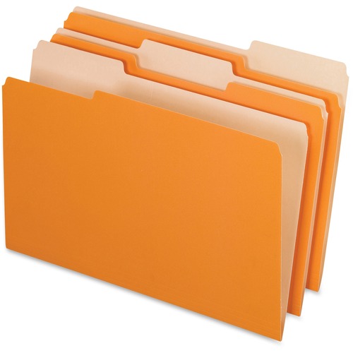 Pendaflex 1/3 Tab Cut Legal Recycled Top Tab File Folder - 8 1/2" x 14" - Orange - 10% Recycled - 100 / Box