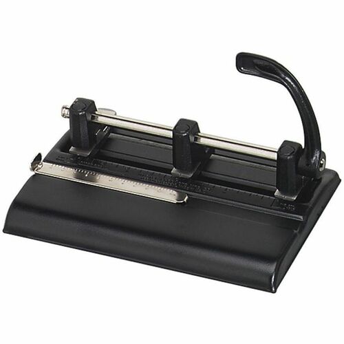 Master 1325B Hole Punch - 3 Punch Head(s) - 40 Sheet of 20lb Paper - 9/32" Punch Size - Round Shape - Black - Heavy-Duty Hole Punches - MAT1325B