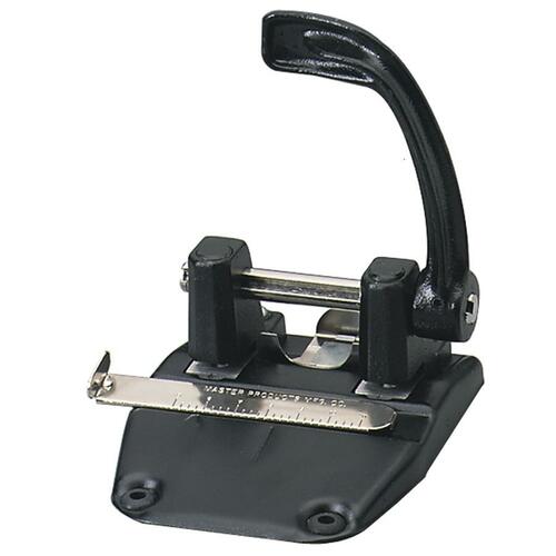 Master Two-Hole Punch - 2 Punch Head(s) - 40 Sheet of 20lb Paper - 9/32" Punch Size - Round Shape - Black - Heavy-Duty Hole Punches - MAT3275B