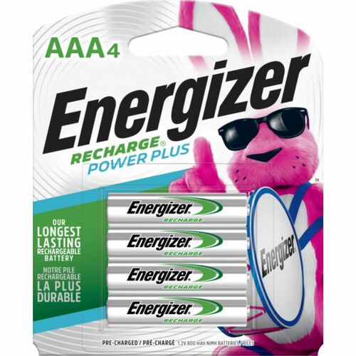 Energizer Recharge Power Plus Rechargeable AAA Batteries, 4 Pack - For Multipurpose - Battery Rechargeable - AAA - 1.2 V DC - Nickel Metal Hydride (NiMH) - 4 / Pack