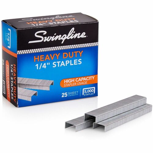 Swingline Staples - 100 Per Strip - Heavy Duty - 1/4" Leg - Holds 25 Sheet(s) - for Paper - Heavy Duty, Chisel Point5000 / Box