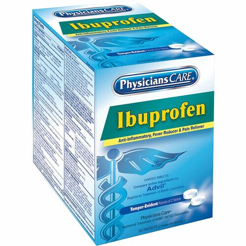 PhysiciansCare Ibuprofen Tablets - For Headache, Muscular Pain, Toothache, Arthritis, Backache, Menstrual Cramp - 2Packet - 50 / Box