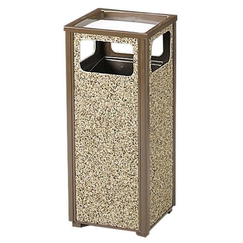 Rubbermaid Commercial 12 Gallon Sand Urn Receptacles - 12 gal Capacity - Rectangular - 32" Height x 13.5" Width x 13.5" Depth - Steel - Brown - 1 Each