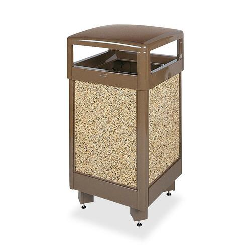 Rubbermaid Commercial United Hinged-Top Receptacles - Square - 40" Height x 21" Width x 21" Depth - Steel - Brown - 1 Each