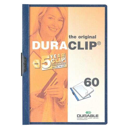 Durable DURACLIP Report Cover - Letter - 8.5" x 11" - 60 Sheet - 1 Each - Navy Blue, Clear