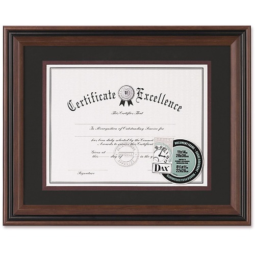 DAX Rigid Plastic Document Frame - 16" x 13" Frame Size - Holds 11" x 8.50" Insert - Desktop - Horizontal, Vertical - Easel Back - Plastic - Rosewood - 1 Each