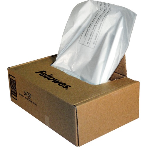 Fellowes, Shredder Bag, 0.32 oz, 38 gal, Clear, 50 / Box