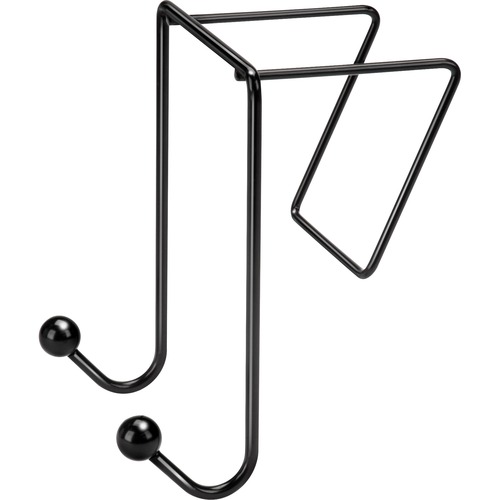 Fellowes Wire Partition Additions™ Double Coat Hook - 2 Hooks - for Coat, Umbrella, Sweater, Wall - Plastic, Wire - Black - 1 Each
