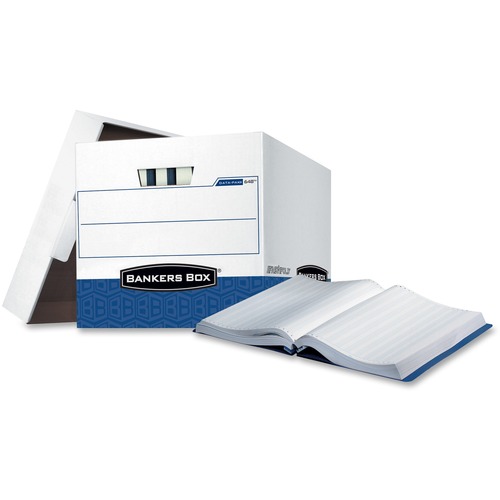 Bankers Box Data-Pak Computer Paper - Internal Dimensions: 12.75" Width x 16" Depth x 12.50" Height - External Dimensions: 13.8" Width x 17.8" Depth x 13" Height - Lift-off Closure - Heavy Duty - Stackable - White, Blue - For Document - Recycled - 12 / Ca