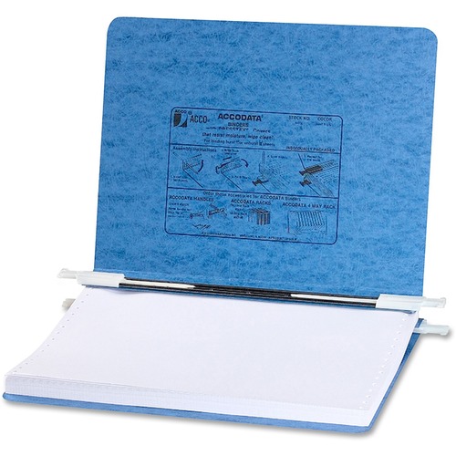 Acco PRESSTEX® Covers with Hooks - 6" Binder Capacity - 8 1/2" x 14 7/8" Sheet Size - Light Blue - Recycled - Retractable Filing Hooks, Hanging System, Moisture Resistant, Water Resistant - 1 Each