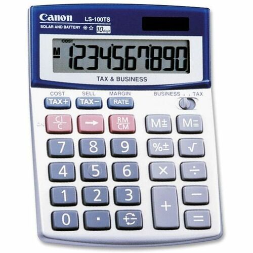 Canon LS100TS Desktop Calculator - Auto Power Off - 10 Digits - LCD - Battery/Solar Powered - 4" x 5.3" x 1.2" - 1 Each = CNMLS100TS