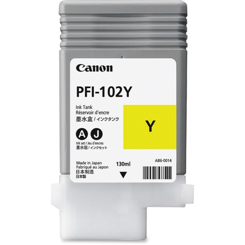 Canon PFI-102Y Original Ink Cartridge - Inkjet - Yellow - 1 Each