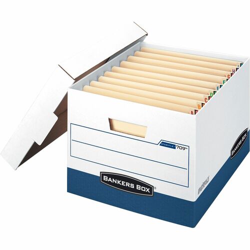 Bankers Box STOR/FILE File Storage Box - Internal Dimensions: 12.75" Width x 15.50" Depth x 10" Height - External Dimensions: 13.3" Width x 16.9" Depth x 10.5" Height - Media Size Supported: Letter, Legal - Lift-off Closure - Heavy Duty - Stackable - Whit