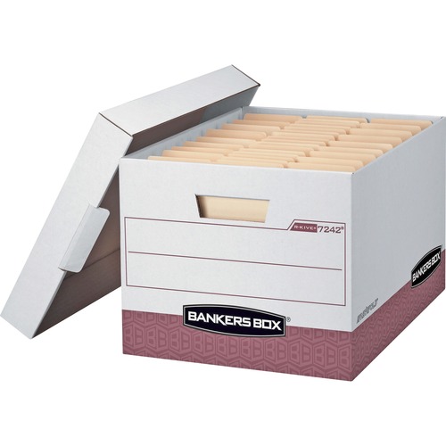 Bankers Box R-Kive File Storage Box - Internal Dimensions: 12" (304.80 mm) Width x 15" (381 mm) Depth x 10" (254 mm) Height - External Dimensions: 12.8" Width x 16.5" Depth x 10.4" Height - Media Size Supported: Letter, Legal - Lift-off Closure - Heavy Du - Storage Boxes & Containers - FEL07242