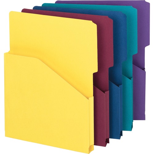 Smead Organized Up 2/5 Tab Cut Letter Recycled File Jacket - 8 1/2" x 11" - 1" Expansion - Assorted - 10% Recycled - 5 / Pack