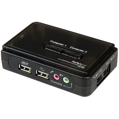 StarTech.com 2 Port USB KVM Kit with Cables and Audio Switching - KVM / audio switch - USB - 2 ports - 1 local user - Control 2 USB enabled computers with this complete KVM kit including cables - usb kvm switch - 2 port kvm switch - vga kvm switch - deskt