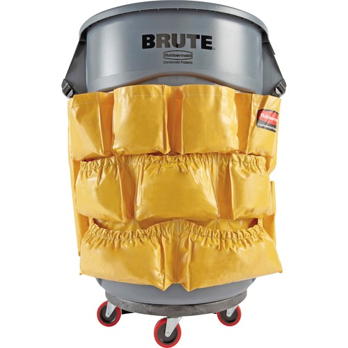 Rubbermaid Commercial Brute Utility Container Caddy Bag - - 12 Pocket(s) - 20.50" Height x 20" Depth - Yellow - Nylon - 1 Each