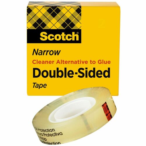 Scotch Permanent Double-Sided Tape - 1/2"W - 36 yd Length x 0.50" Width - 3" Core - Long Lasting - For Joining, Splicing, Mounting - 1 / Roll - Clear