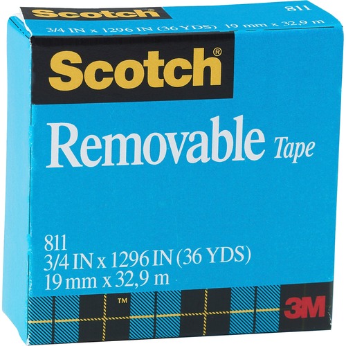 Scotch Removable Magic Tape Roll - 36 yd Length x 0.75" Width - 1" Core - Split Resistant, Tear Resistant - For Attaching - 1 / Roll - Matte - Clear