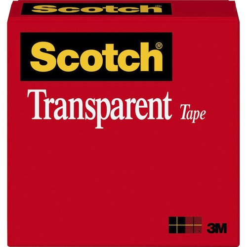 Scotch Transparent Office Tape - 72 yd Length x 1" Width - 3" Core - Stain Resistant, Moisture Resistant, Long Lasting - For Multipurpose, Mending, Packing, Label Protection, Wrapping - 1 / Roll - Clear