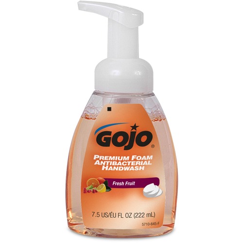 Gojo® Premium Foam Antibacterial Handwash - Fresh Fruit ScentFor - 7.5 fl oz (221.8 mL) - Pump Bottle Dispenser - Kill Germs - Hand - Orange - Rich Lather - 1 Each