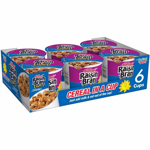 Kellogg's&reg Raisin Bran Crunch&reg Cereal-in-a-Cup - Plump Raisins, Crunchy Flakes, Honey Touched Oat, Granola Clusters - Cup - 6 / Box