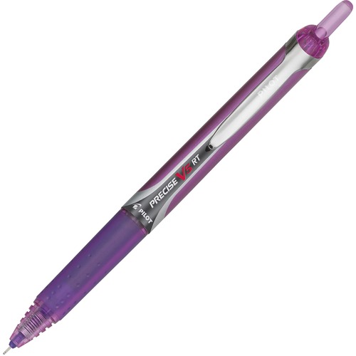 Pilot Precise V5 RT Extra-Fine Premium Retractable Rolling Ball Pens - Extra Fine Pen Point - 0.5 mm Pen Point Size - Needle Pen Point Style - Refillable - Retractable - Purple Water Based Ink - Purple Barrel - 1 Dozen
