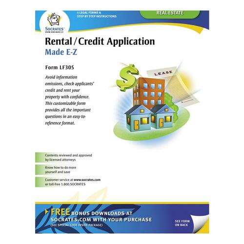 Socrates Rental/Credit Application Form - 11" x 8.50" Sheet Size - 1 Each