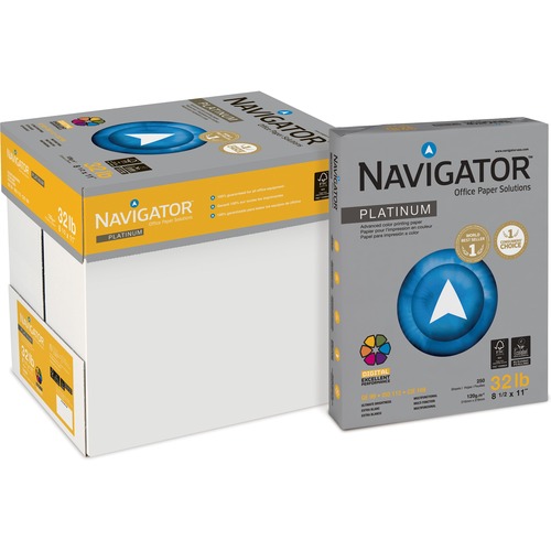 Navigator Platinum Office Multipurpose Paper - 99 Brightness - Letter - 8 1/2" x 11" - 32 lb Basis Weight - Smooth - 2000 / Carton - Jam-free - Bright White
